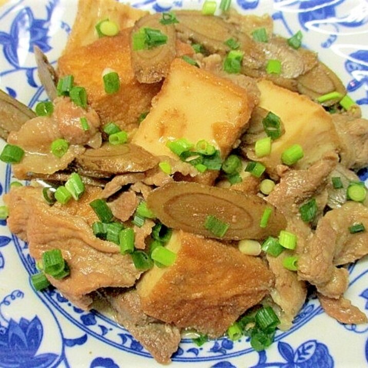 厚揚げ・牛蒡・豚肉の中華風炒め煮